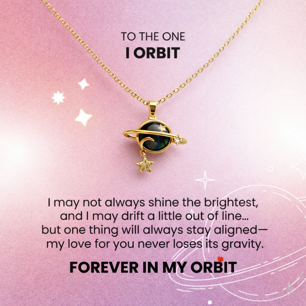 Saturn Ring Necklace – Celestial Orbit Pendant | Premium Minimal Jewelry